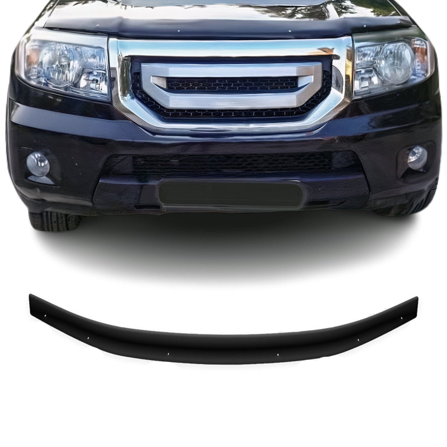 OMAC USA Front Bug Shield Hood Deflector for SUV – Fits 2009-2015 Honda Pilot – Smoke Black Acrylic (1 Pc)