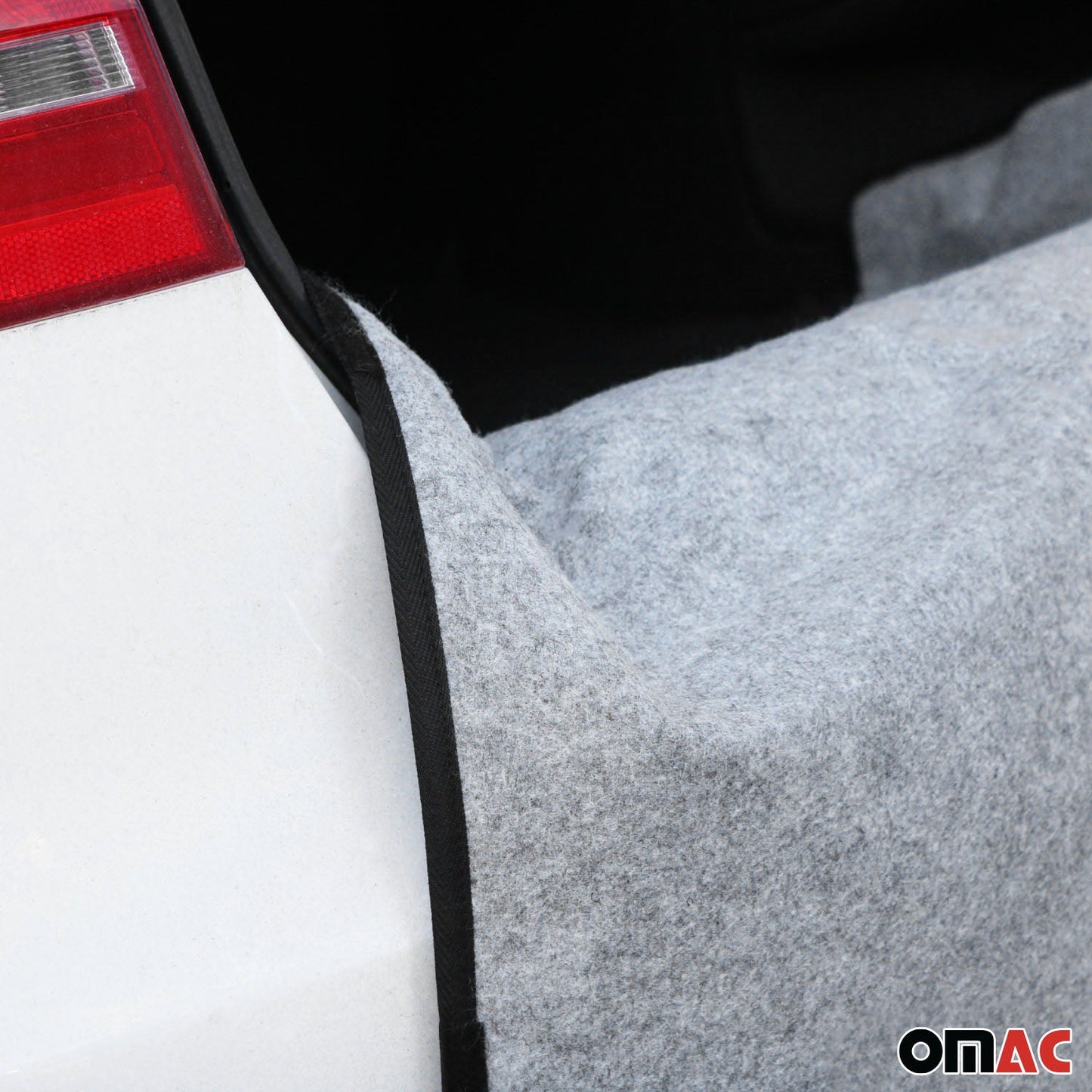 OMAC USA Rear Bumper Protector & Cargo Liner – Universal Fit Truck & Car – Fabric Pet Trunk Mat, Grey (1 Pc)