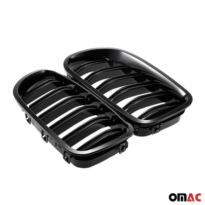 OMAC USA Front Kidney Grille Set – Fits 2011–2017 BMW 5 Series F10/M5 – Gloss Black, 2 Pcs
