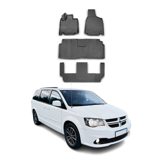 OMAC USA Floor Mats Liners Full Set All Weather Black for Minivan – Fits with 2008-2020 Dodge Grand Caravan (4 Pcs)