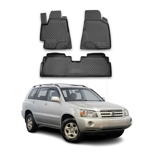 OMAC USA Floor Mats Liners Full Set All Weather Black for SUV – Fits with 2001-2007 Toyota Highlander (3 Pcs)