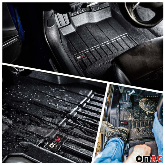 OMAC USA Premium Floor Mats Liners for SUVs – Fits 2011-2024 Mitsubishi Outlander Sport (Black, 4 Pcs)