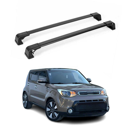 OMAC USA Roof Rack Cross Bars Luggage Carrier for Car – Fits with 2014-2019 Kia Soul (Excludes Panoramic Roof) – Aluminium Black (2 Pcs)