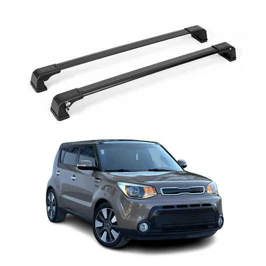 OMAC USA Roof Rack Cross Bars Luggage Carrier for Car – Fits with 2014-2019 Kia Soul (Excludes Panoramic Roof) – Aluminium Black (2 Pcs)