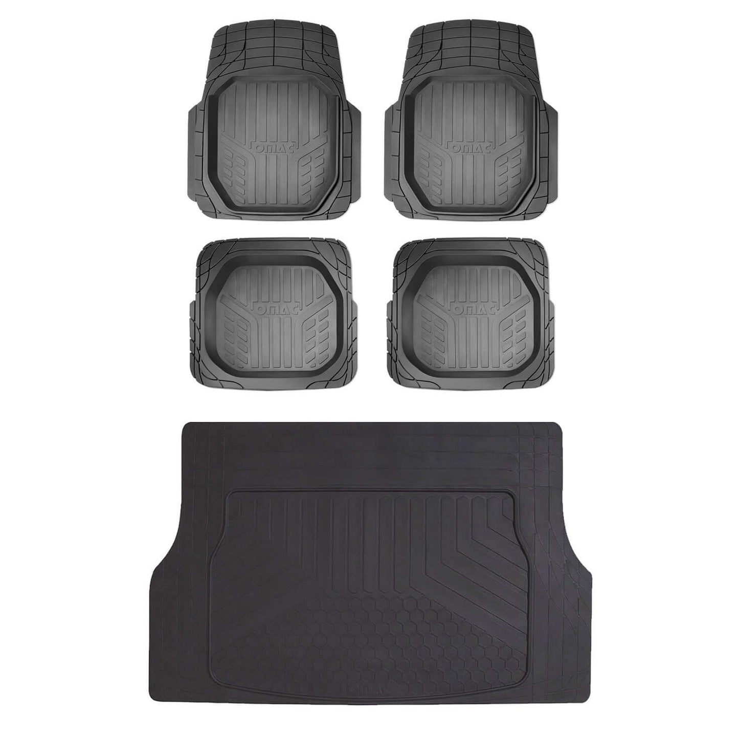OMAC USA Semi-Custom Fit Floor Mats & Cargo Liner Rubber Set for Car – Fits with 2019-2021 Honda Civic Type R – All Weather, Black (5PC)