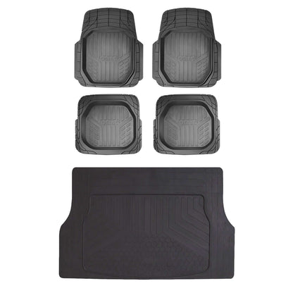 OMAC USA Semi-Custom Fit Floor Mats & Cargo Liner Rubber Set for Car – Fits with 2019-2021 Honda Civic Type R – All Weather, Black (5PC)