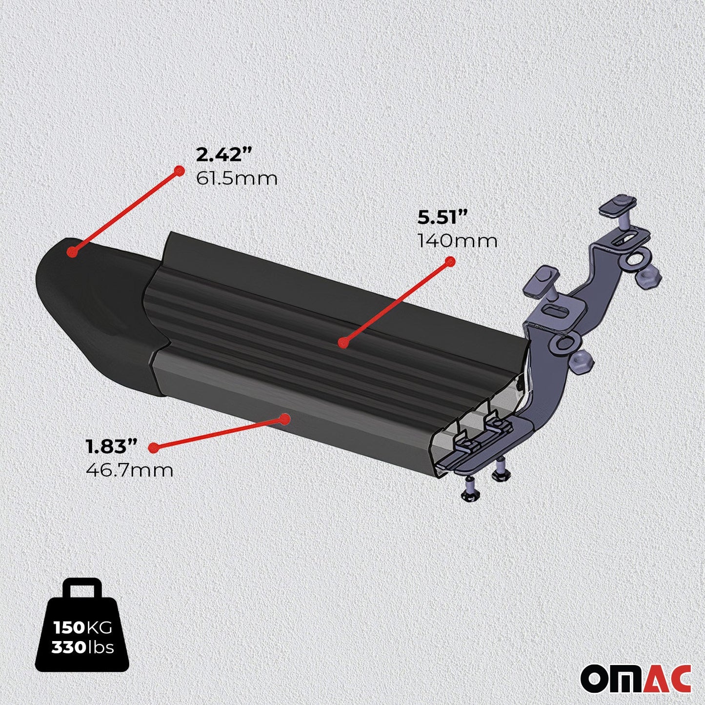 Omac USA Aluminum Running Boards, Side Steps for SUV – Fits with 2016-2020 Kia Sorento – Black (2 Pcs)