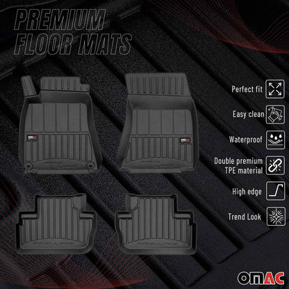 OMAC USA Premium Floor Mats Liners for Cars – Fits 2006-2014 Lexus IS250 IS350 (Black, 4 Pcs, All Weather Heavy Duty)
