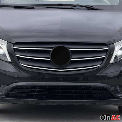 OMAC USA Front Bumper Grill Trim for Van – Fits 2021–2024 Mercedes Metris – Stainless Steel Chrome Molding, Silver 5-Pc