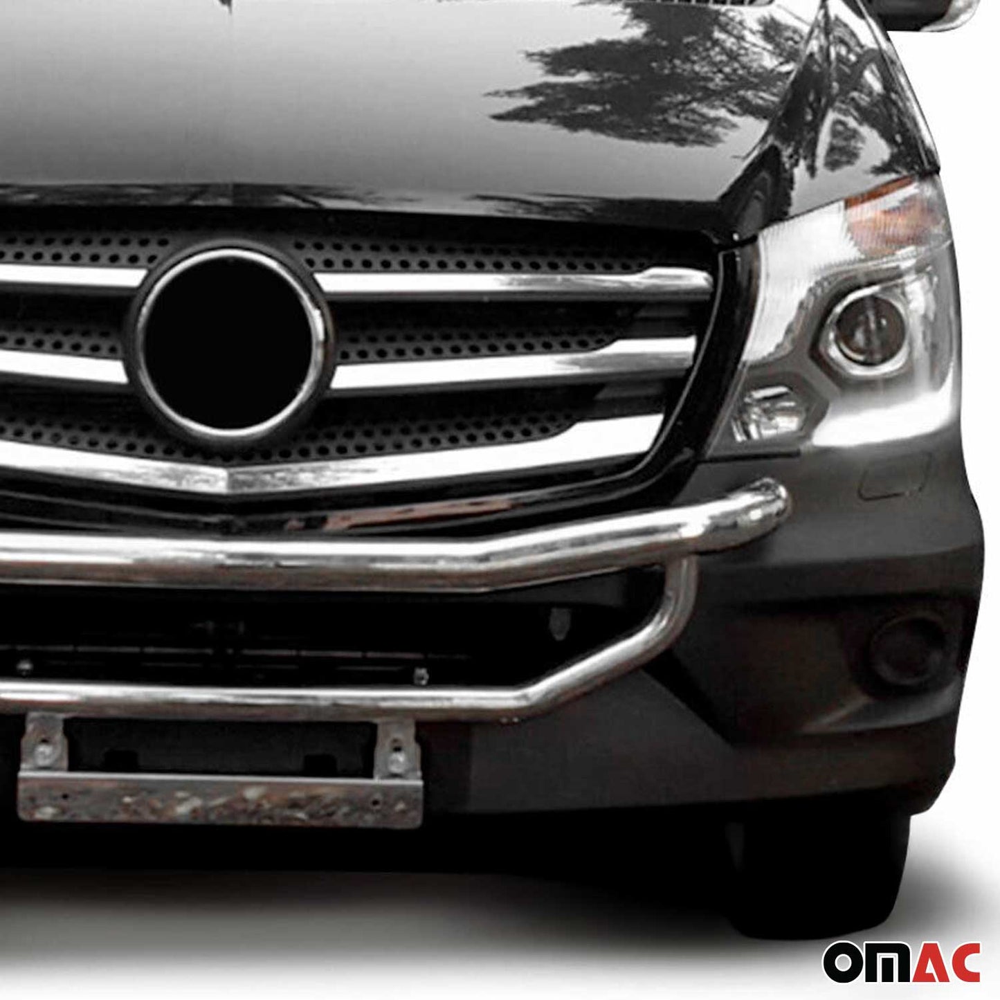 OMAC USA Bull Bar Push Front Bumper Grille for Vans – Fits 2014–2018 Mercedes Sprinter W906 (Silver, 1Pc)