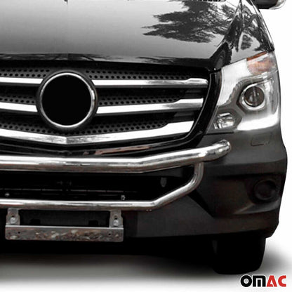OMAC USA Bull Bar Push Front Bumper Grille for Vans – Fits 2014–2018 Mercedes Sprinter W906 (Silver, 1Pc)
