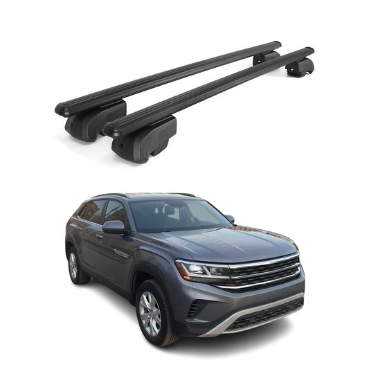 OMAC USA Roof Rack Cross Bars for Car – Fits 2020-2025 Volkswagen Atlas Cross Sport (Excludes Models Without OEM Fixed Points) – Aluminium Black (2 Pcs)