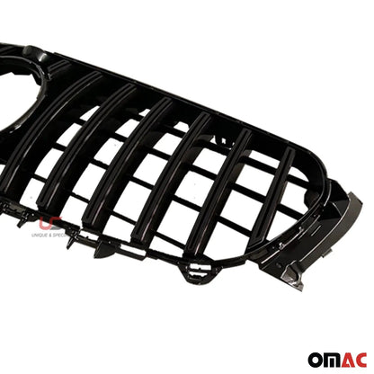 OMAC USA Front Bumper Grille for Mercedes E-Class – Fits 2017–2020 W213 Sedan – GT Style, Black Plastic, 1-Pc