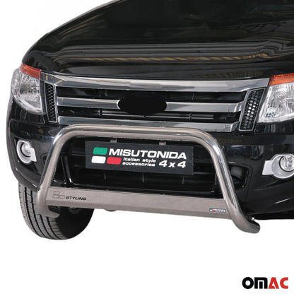 OMAC USA Bull Bar Push Front Bumper Grille for Pickup Trucks – Fits 2019–2023 Ford Ranger (Silver, 1Pc)