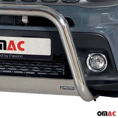 OMAC USA Bull Bar Push Front Bumper Grille – Fits 2019-2024 Jeep Renegade – Stainless Steel Front Guard, Silver (1 Pc)