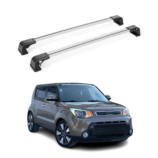 OMAC USA Roof Rack Cross Bars for Car – Fits 2014-2019 Kia Soul (Excludes Panoramic Roof) – Aluminium Silver (2 Pcs)