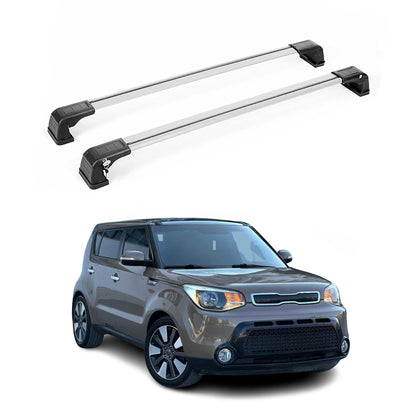 OMAC USA Roof Rack Cross Bars for Car – Fits 2014-2019 Kia Soul (Excludes Panoramic Roof) – Aluminium Silver (2 Pcs)