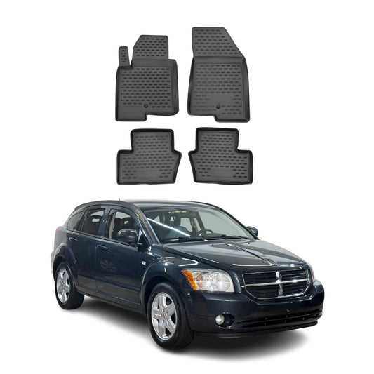 OMAC USA Floor Mats Liners Full Set All Weather for Car – Fits with 2007-2012 Dodge Caliber – Black (4 Pcs)