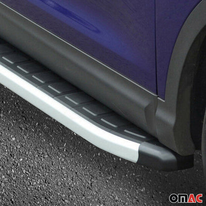 Omac USA Aluminum Running Boards, Side Steps for SUV – Fits with 2010-2015 Hyundai Tucson – Silver & Black (2 Pcs)