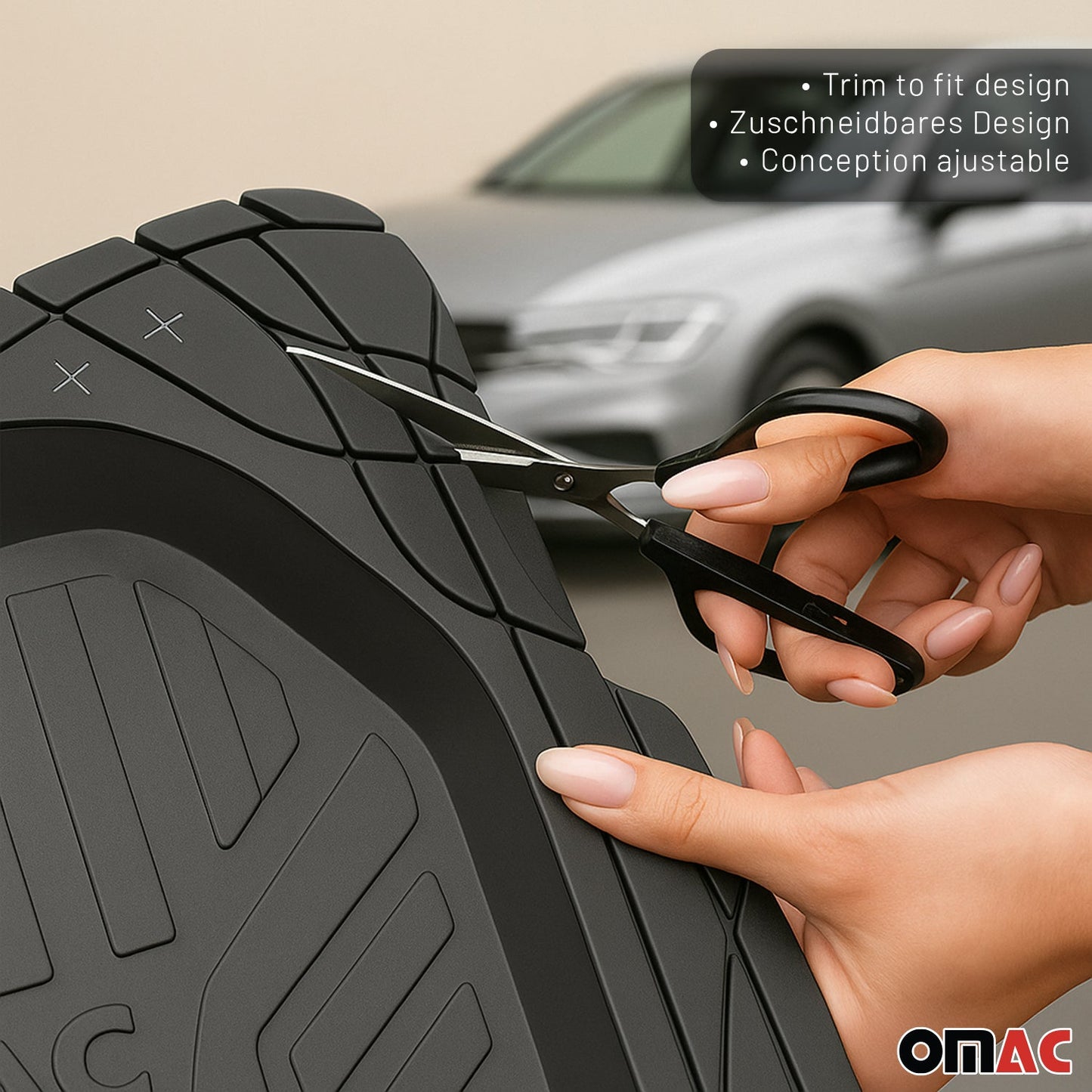 OMAC USA Semi-Custom Rubber Floor Mats & Cargo Liner for Cars – Fits with 2020-2024 Jaguar F-Type (5 Pcs, All Weather, Black)