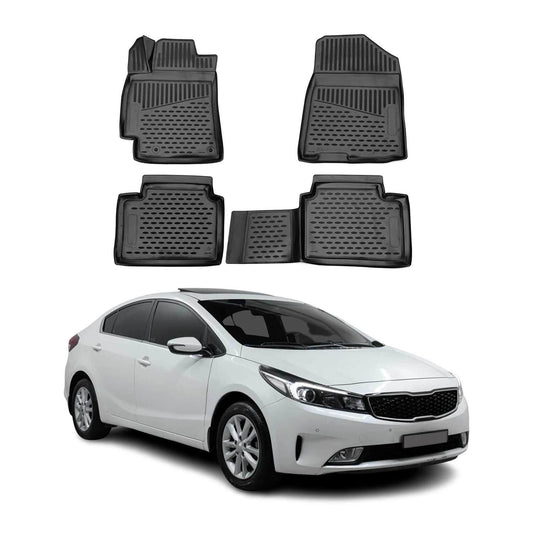 OMAC USA Premium Floor Mats Liners Full Set – Fits 2019–2024 Kia Forte – All Weather Heavy Duty Black