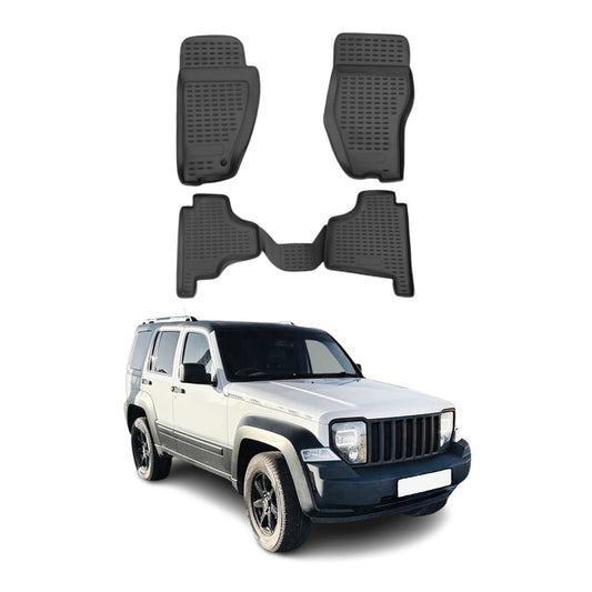 OMAC USA Premium Floor Mats Liners for SUVs – Fits 2008-2012 Jeep Liberty (Black, 4 Pcs, All Weather)