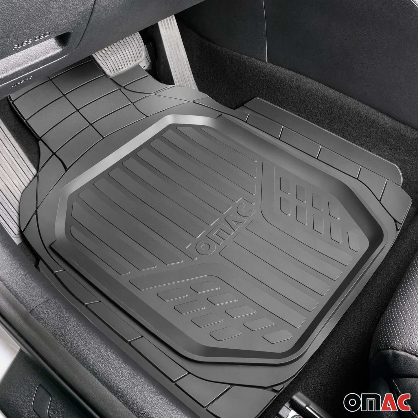 OMAC USA Semi-Custom Fit Floor Mats & Cargo Liner Rubber Set for Car – Fits with 2019-2021 Honda Civic Type R – All Weather, Black (5PC)