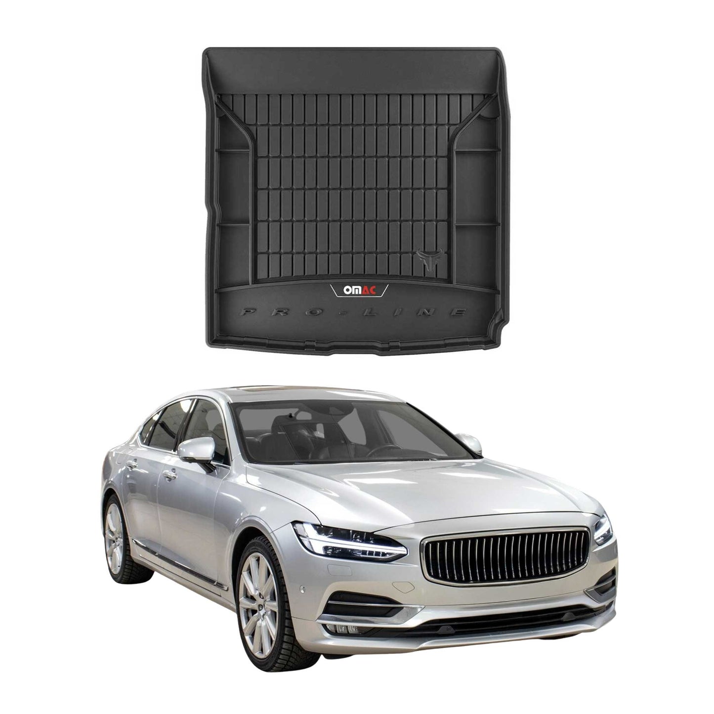 OMAC USA Premium Cargo Liner for Sedan – Fits 2017-2024 Volvo S90 – All Weather Heavy Duty TPE Rubber Trunk Mat, Black
