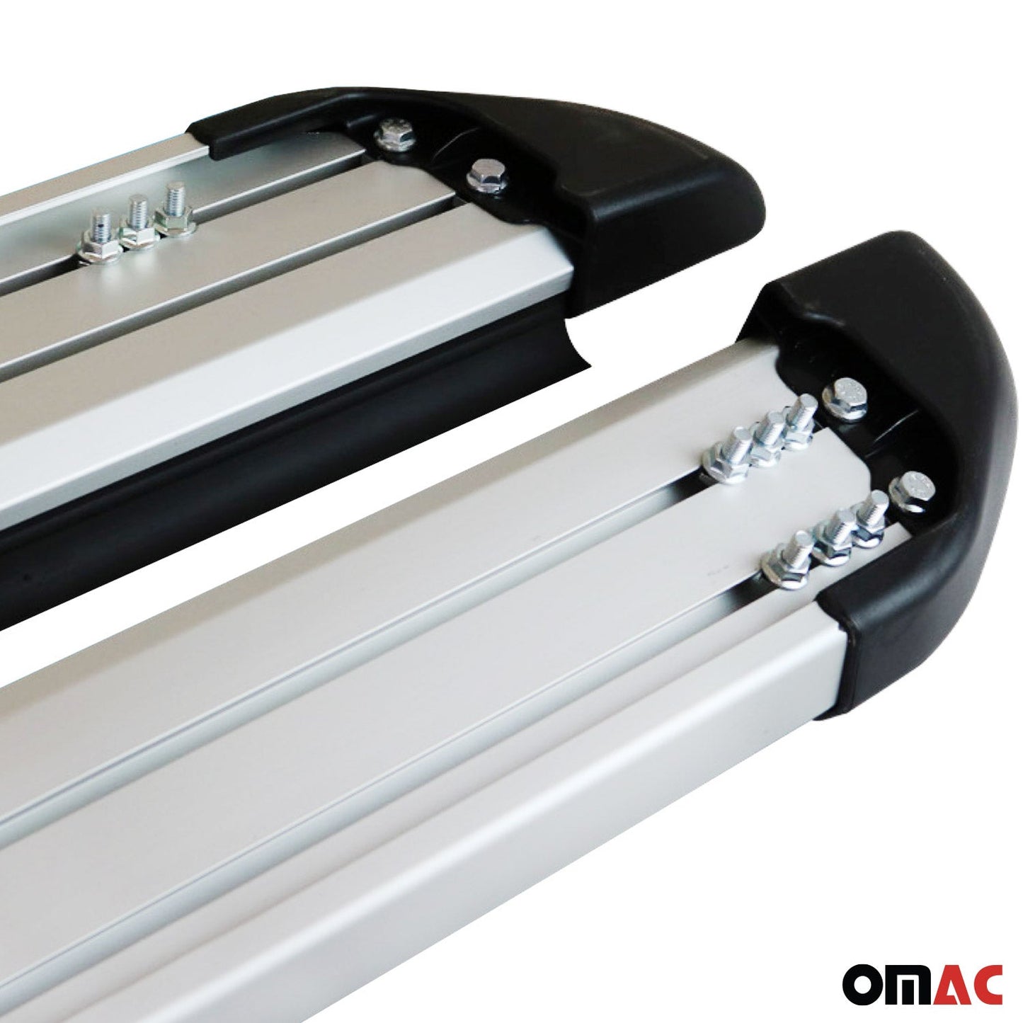 Omac USA Aluminum Running Boards, Side Steps for SUV – Fits with 2002-2006 Honda CR-V – Silver & Black (2 Pcs)