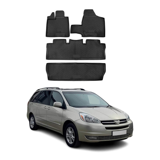 OMAC USA Premium Floor Mats Liners Full Set – Fits 2004–2010 Toyota Sienna – All Weather Heavy Duty Black