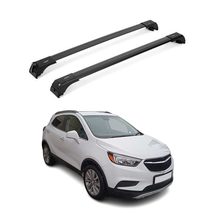 OMAC USA Roof Rack Cross Bars for Car – Fits 2013-2022 Buick Encore (Excludes Panoramic Roof Models) – Aluminium Black (2 Pcs)