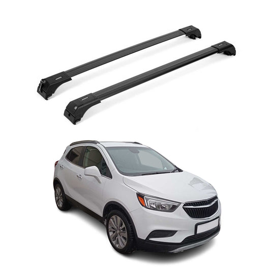 OMAC USA Roof Rack Cross Bars for Car – Fits 2013-2022 Buick Encore (Excludes Panoramic Roof Models) – Aluminium Black (2 Pcs)