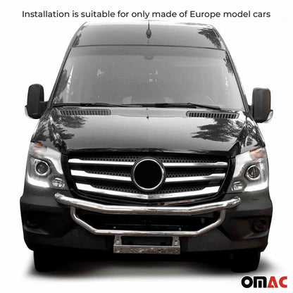 OMAC USA Bull Bar Push Front Bumper Grille for Vans – Fits 2014–2018 Mercedes Sprinter W906 (Silver, 1Pc)