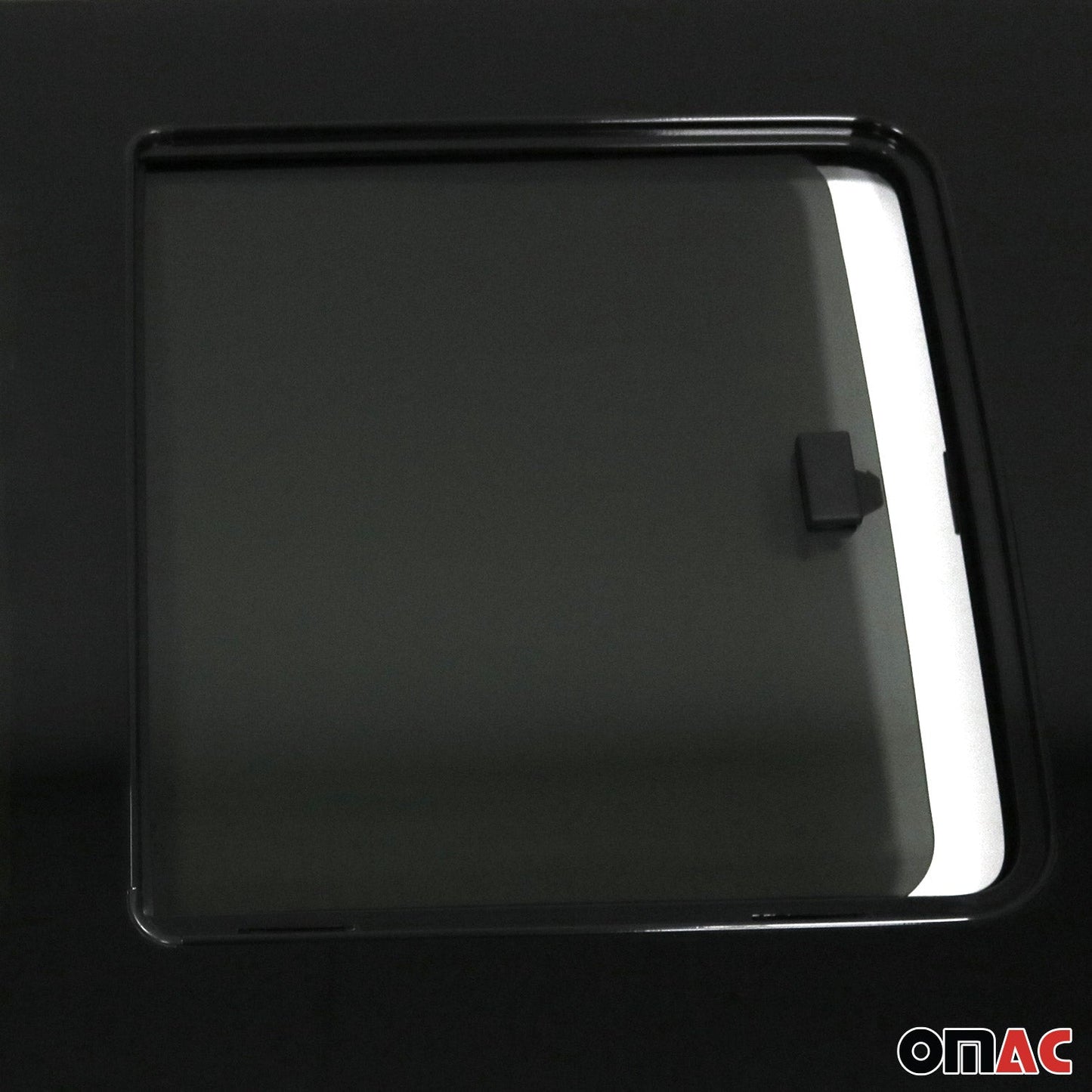 OMAC USA Sliding Window Glass Front Right Side for Vans – Fits 2015–2025 Ford Transit L2 L3 L4 (Tempered, Black, 1Pc)