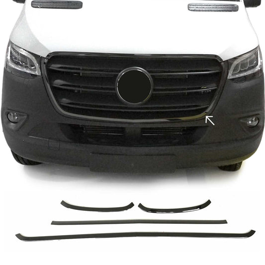OMAC USA Front Bumper Grill Trim for Van – Fits 2019-2025 Mercedes Sprinter W907/910 – Stainless Steel Dark Chrome, 4 Pcs