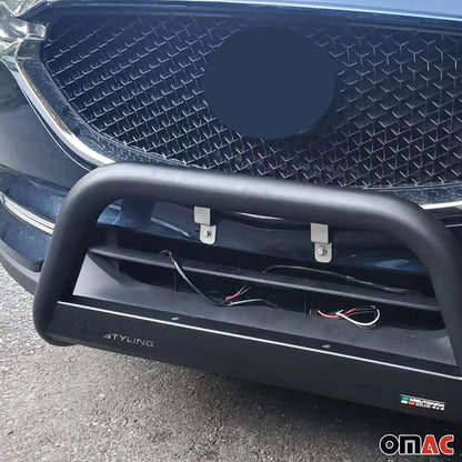 OMAC USA Bull Bar Push Front Bumper Grille for SUVs – Fits 2015–2016 Mazda CX-5 (Black Steel, 1Pc)
