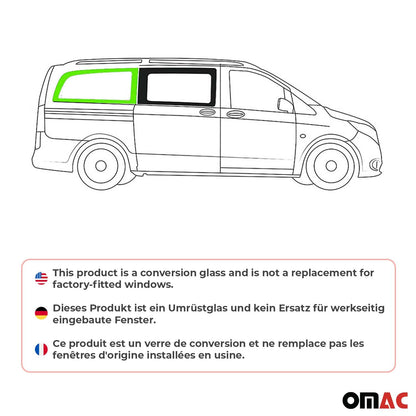 OMAC USA Right Side Rear Window Glass for Cargo Van – Fits 2016–2024 Mercedes Metris L2 MWB – Tempered Black Replacement Auto Glass (1 Pc)