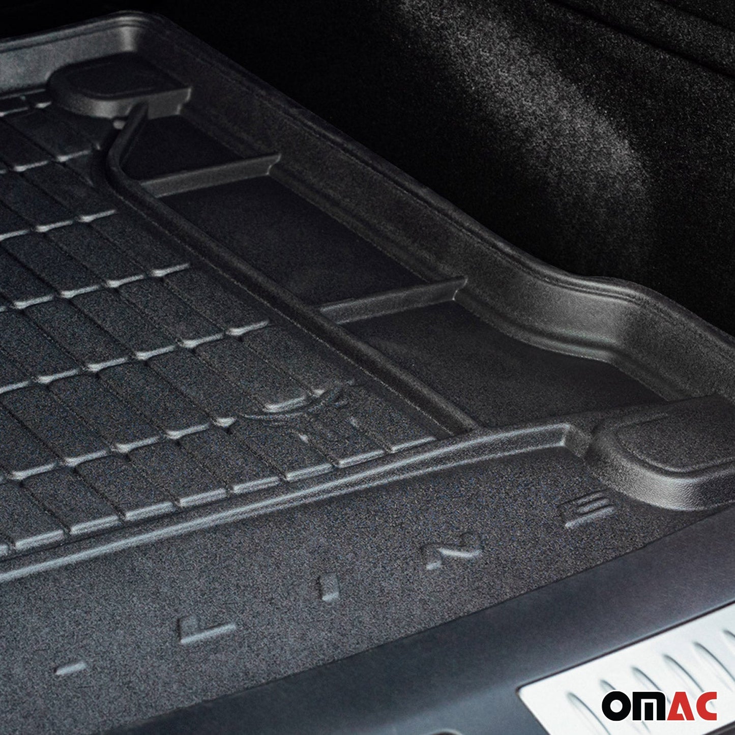 OMAC USA Premium Cargo Liner Trunk Rubber Mat for Car – Fits with 1996-2002 Mercedes E-Class W210 – All Weather Heavy Duty, Black (1PC)