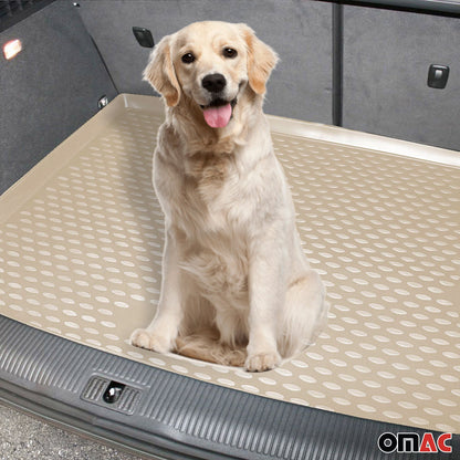 OMAC USA Cargo Liner Trunk Rubber Mat for SUV – Fits with 2007-2015 Audi Q7 – All Weather, Beige (1 Pc)