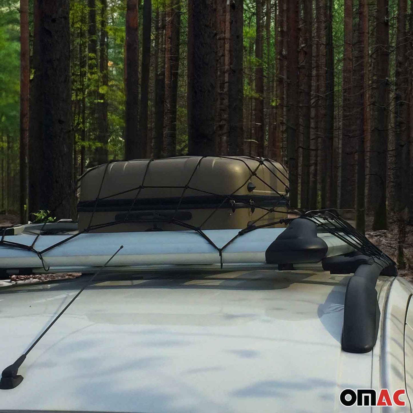 OMAC USA Floor Style Trunk Cargo Net Mesh Storage Organizer – Fits with Car / SUV / Truck – 27" x 35", Black (1PC)