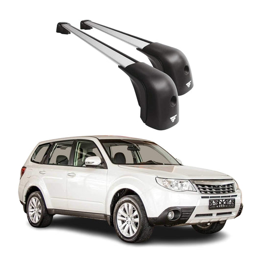 OMAC USA Roof Rack Cross Bars for Car – Fits 2009-2019 Subaru Forester (Excludes Models Without OEM Fixed Points) – Aluminium Silver (2 Pcs)