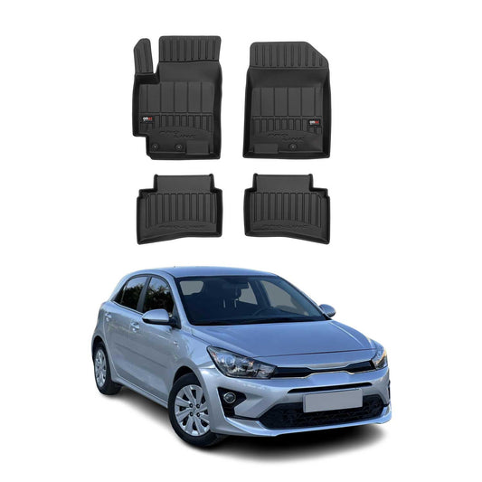 OMAC USA Premium Floor Mats Liners for Cars – Fits 2018-2024 Kia Rio Hatchback (Black, 4 Pcs, All Weather Heavy Duty)