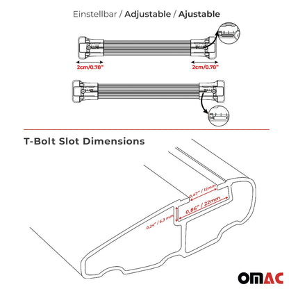 Omac USA Roof Rack Cross Bars Luggage Carrier for SUV – Fits with 2015-2023 Jeep Renegade (2 Pcs, Silver, Aluminum)