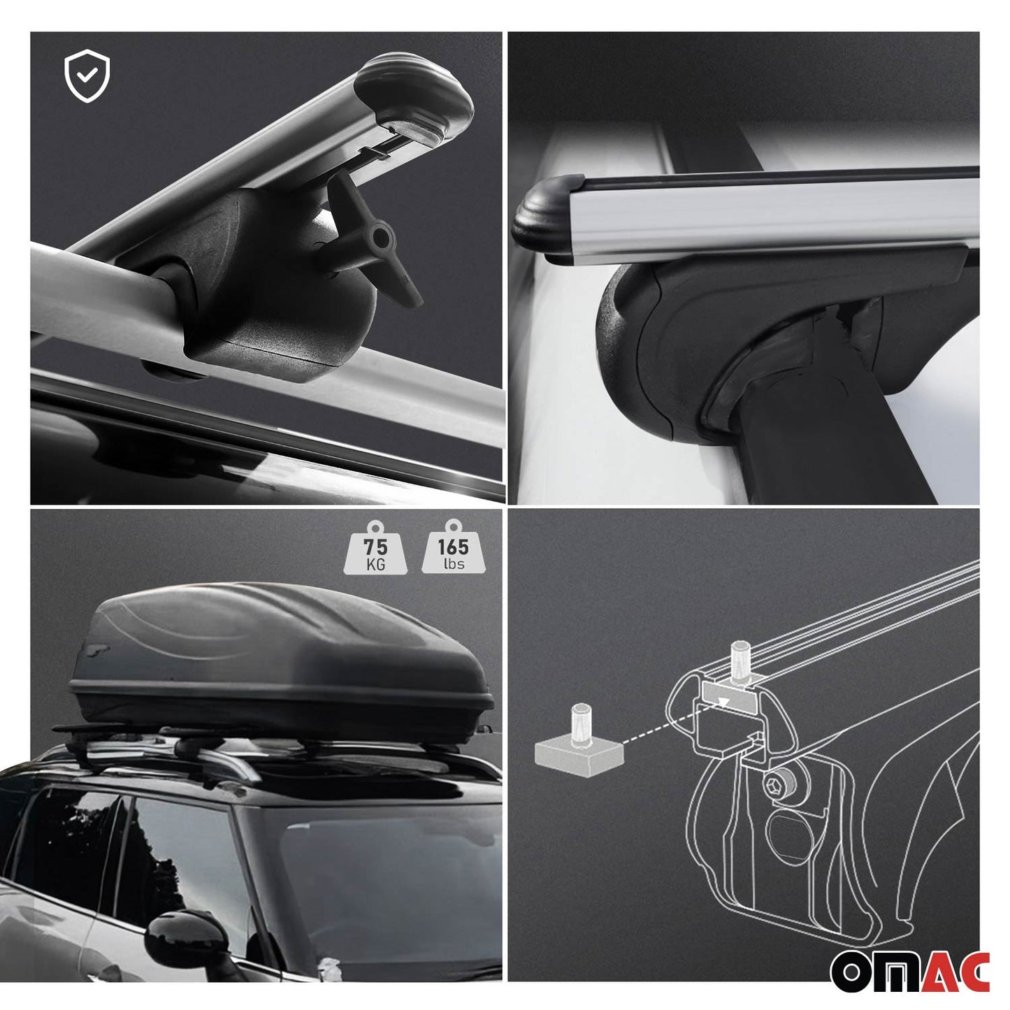 Omac USA Roof Rack Cross Bars Luggage Carrier for SUV – Fits with 2017-2025 Mazda CX-5 (2 Pcs, Silver, Aluminum)