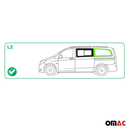 OMAC USA Left Side Rear Window Glass for Cargo Van – Fits 2016–2024 Mercedes Metris L2 MWB – Black Tempered Replacement Auto Glass (1 Pc)