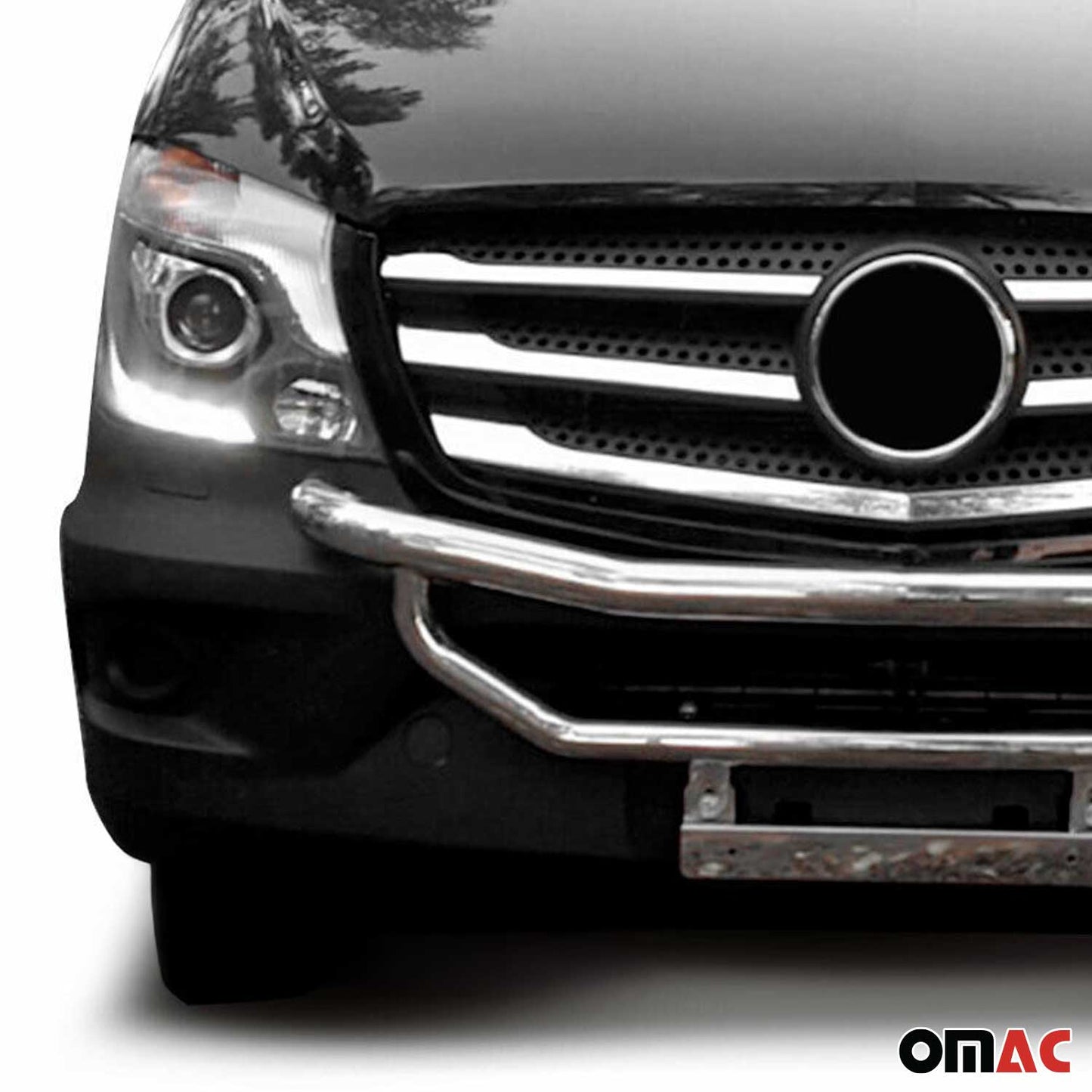 OMAC USA Bull Bar Push Front Bumper Grille for Vans – Fits 2014–2018 Mercedes Sprinter W906 (Silver, 1Pc)