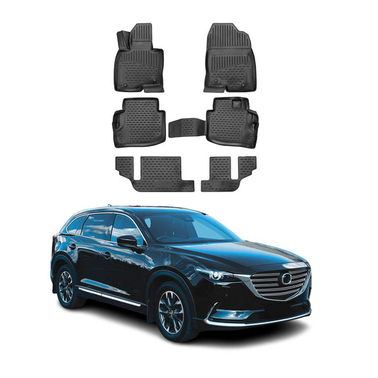 OMAC USA Floor Mats Liners Full Set All Weather for SUV – Fits with 2016-2023 Mazda CX-9 (2nd Row Bench Seat Only, Not for Captain’s Chairs)