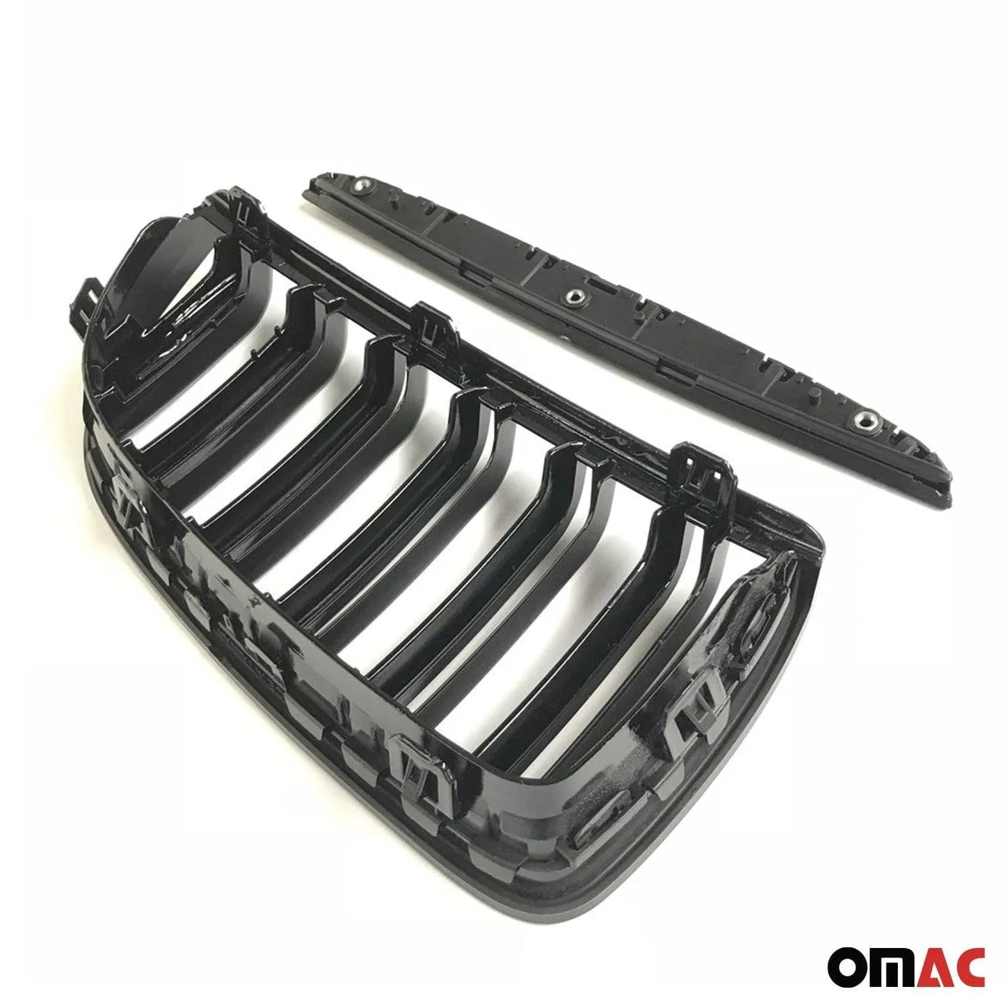 OMAC USA Front Kidney Grille for BMW 3 Series – Fits 2005–2008 E90 E91 E92 E93 Pre-FL – M4 Style Gloss Black Dual Slat, 4-Pc