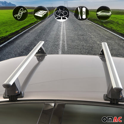 Omac USA Roof Rack Cross Bars Luggage Carrier for Cars – Fits with 2006-2009 BMW 5 Series E61 (2 Pcs, Silver, Aluminum)