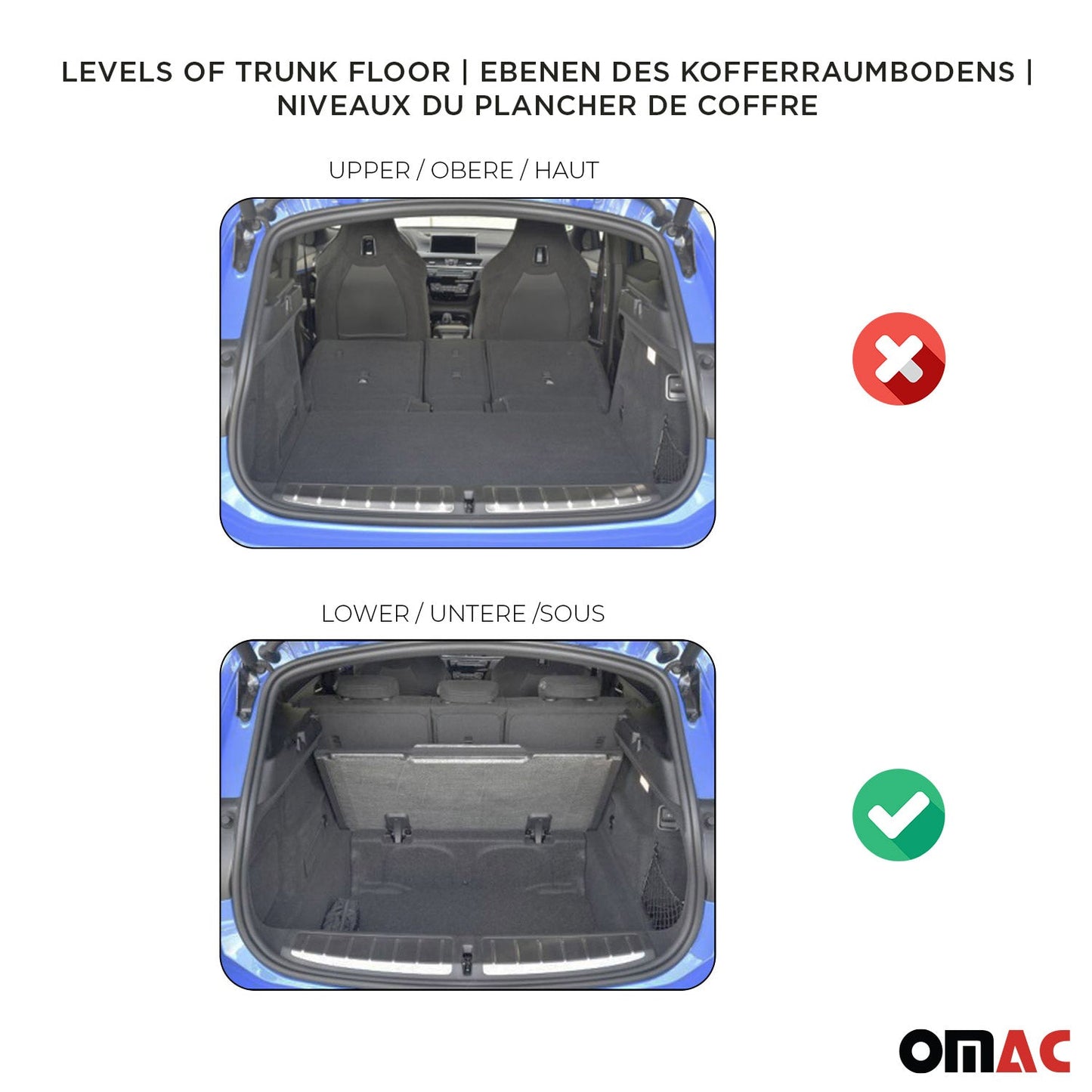 OMAC USA Cargo Liner Trunk Rubber Mat for Car – Fits with 2015-2021 Volkswagen Golf Mk7 (Lower Trunk Shelf) – All Weather, Black (1 Pc)